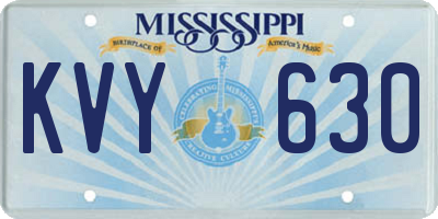 MS license plate KVY630