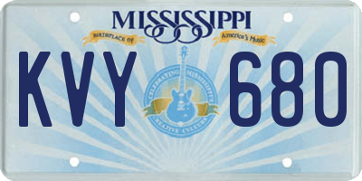 MS license plate KVY680
