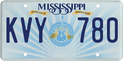 MS license plate KVY780