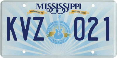 MS license plate KVZ021