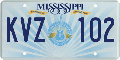 MS license plate KVZ102
