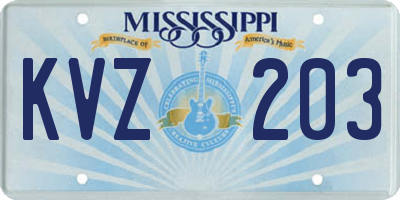 MS license plate KVZ203