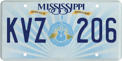 MS license plate KVZ206