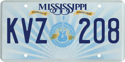 MS license plate KVZ208
