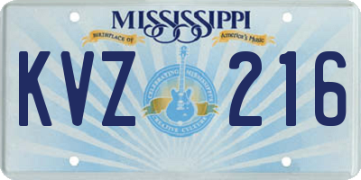 MS license plate KVZ216