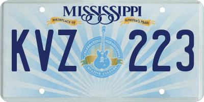 MS license plate KVZ223