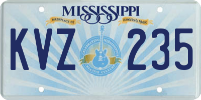 MS license plate KVZ235