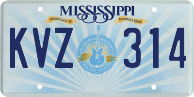 MS license plate KVZ314