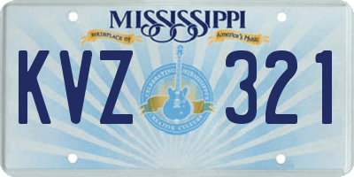 MS license plate KVZ321