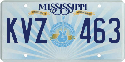MS license plate KVZ463
