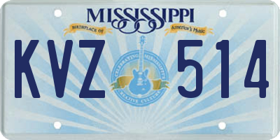 MS license plate KVZ514