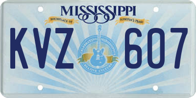 MS license plate KVZ607