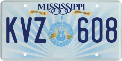 MS license plate KVZ608