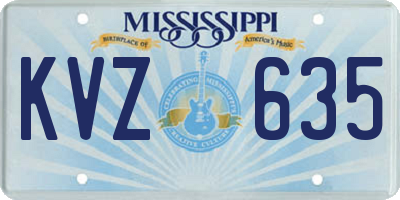 MS license plate KVZ635