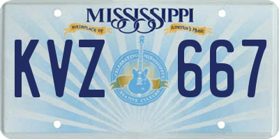 MS license plate KVZ667