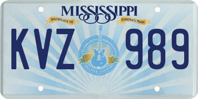 MS license plate KVZ989