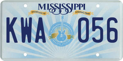 MS license plate KWA056