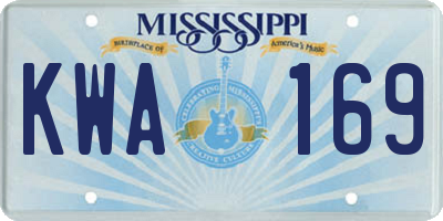 MS license plate KWA169