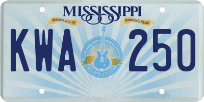 MS license plate KWA250