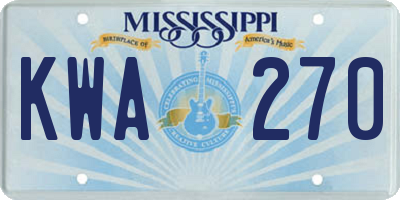 MS license plate KWA270