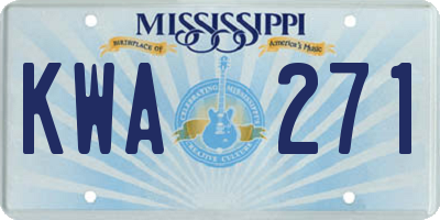 MS license plate KWA271