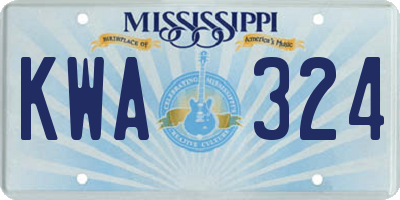 MS license plate KWA324