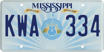 MS license plate KWA334