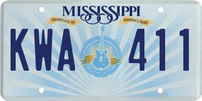 MS license plate KWA411