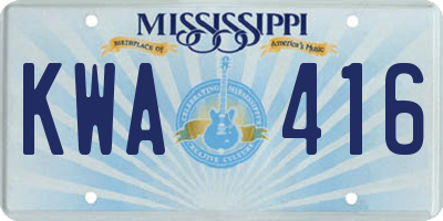 MS license plate KWA416