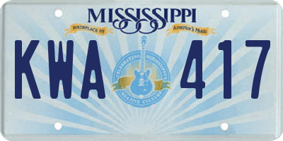 MS license plate KWA417