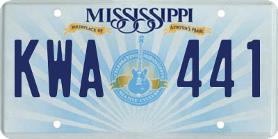 MS license plate KWA441