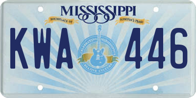 MS license plate KWA446