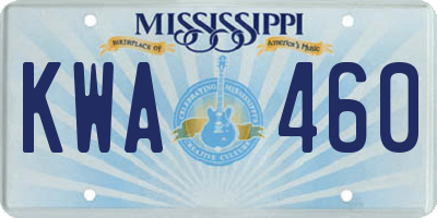 MS license plate KWA460