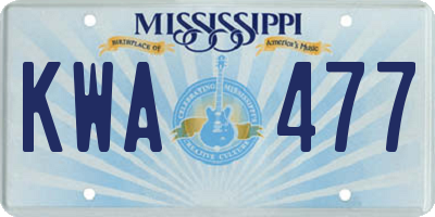MS license plate KWA477