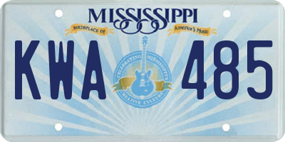 MS license plate KWA485