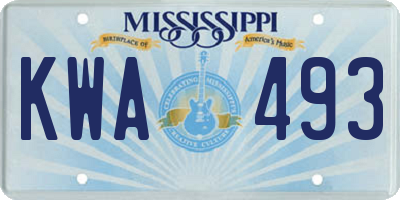 MS license plate KWA493