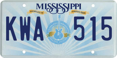 MS license plate KWA515