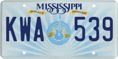 MS license plate KWA539