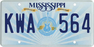 MS license plate KWA564