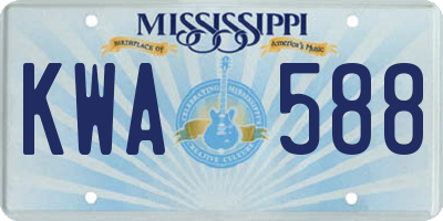 MS license plate KWA588