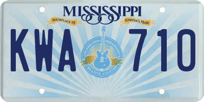 MS license plate KWA710