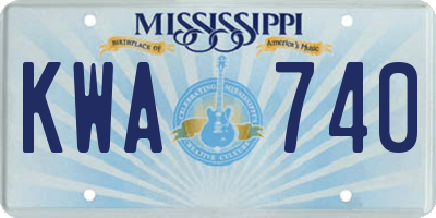 MS license plate KWA740