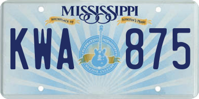 MS license plate KWA875