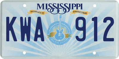 MS license plate KWA912