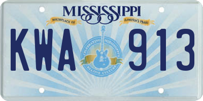 MS license plate KWA913