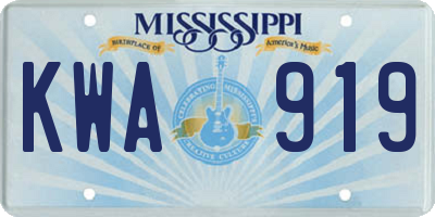 MS license plate KWA919