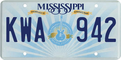 MS license plate KWA942