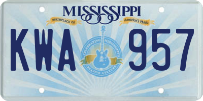 MS license plate KWA957