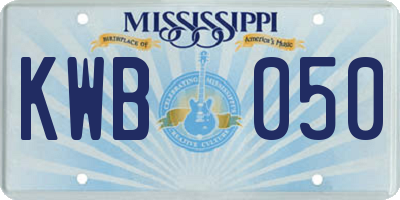 MS license plate KWB050