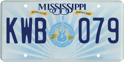 MS license plate KWB079